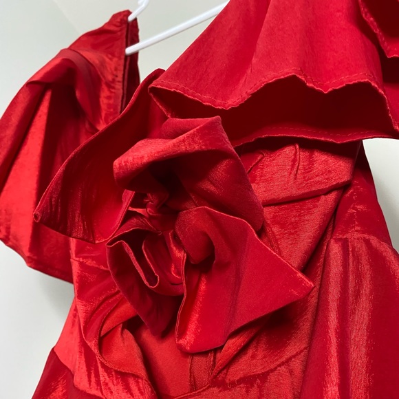 NEW!! Over The Top Red Off the Shoulder Dress - Picture 2 of 9